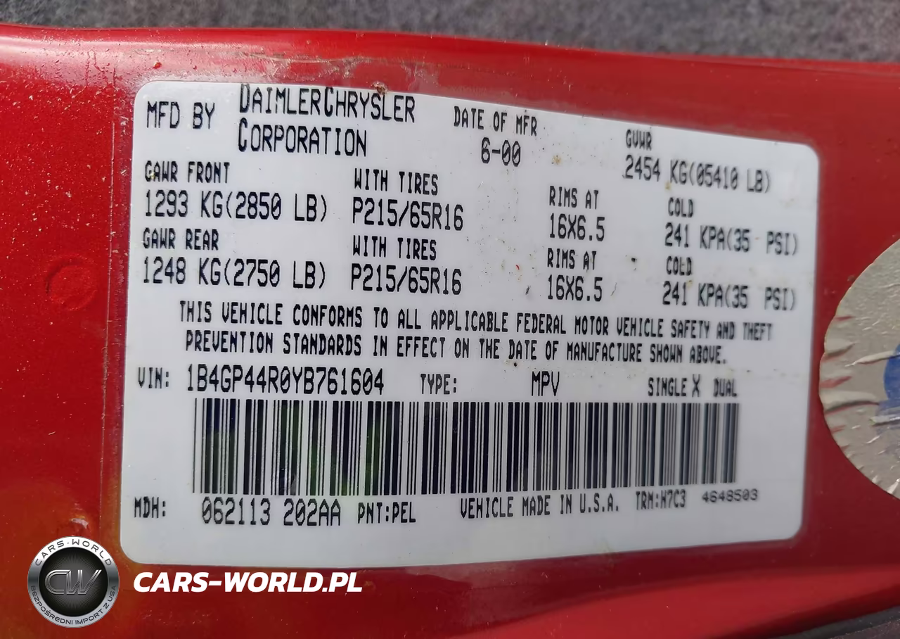 2000 Dodge Grand Caravan Se VIN:1B4GP44R0YB761604 - 9