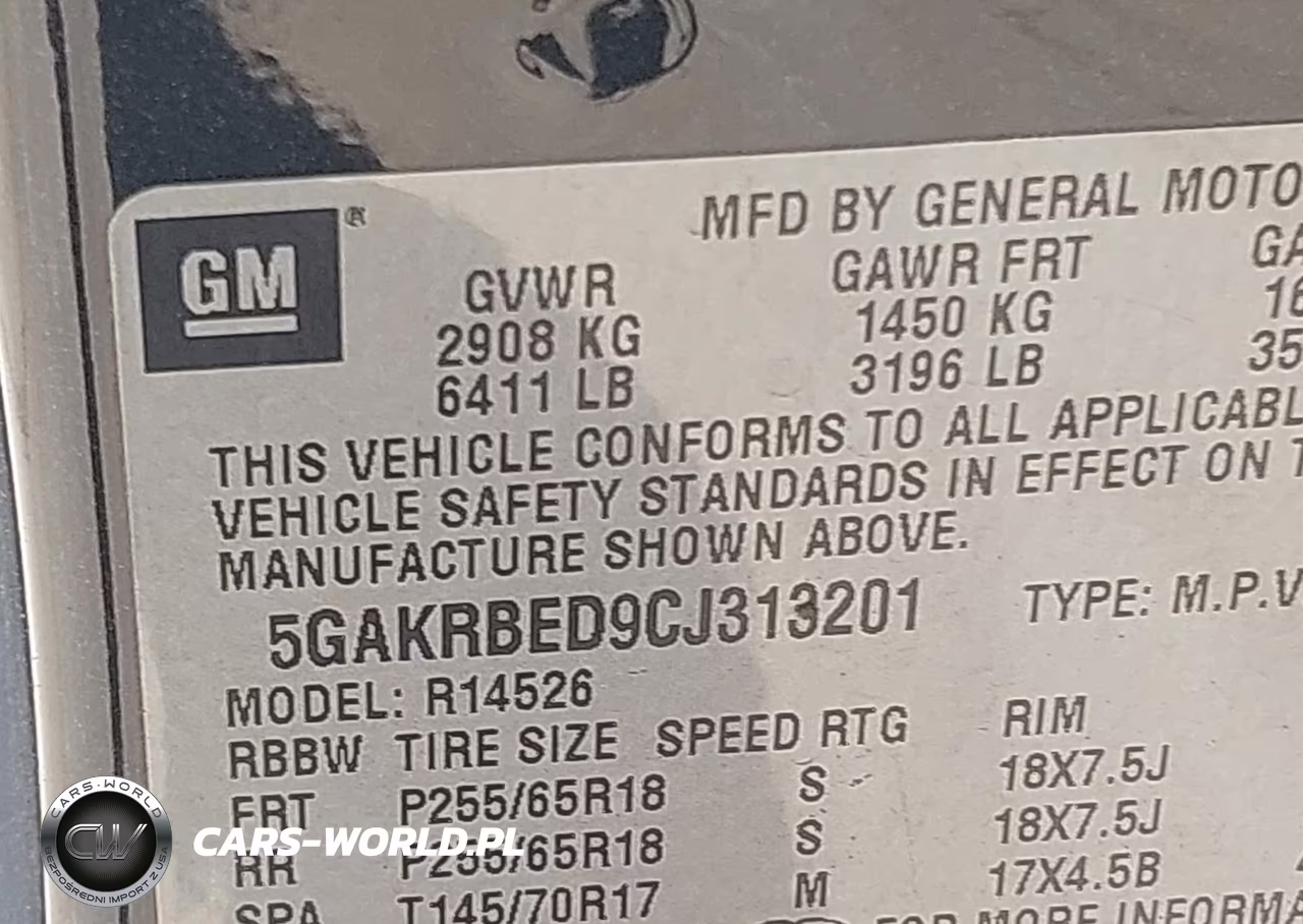 2012 Buick Enclave Convenience VIN:5GAKRBED9CJ313201 - 9