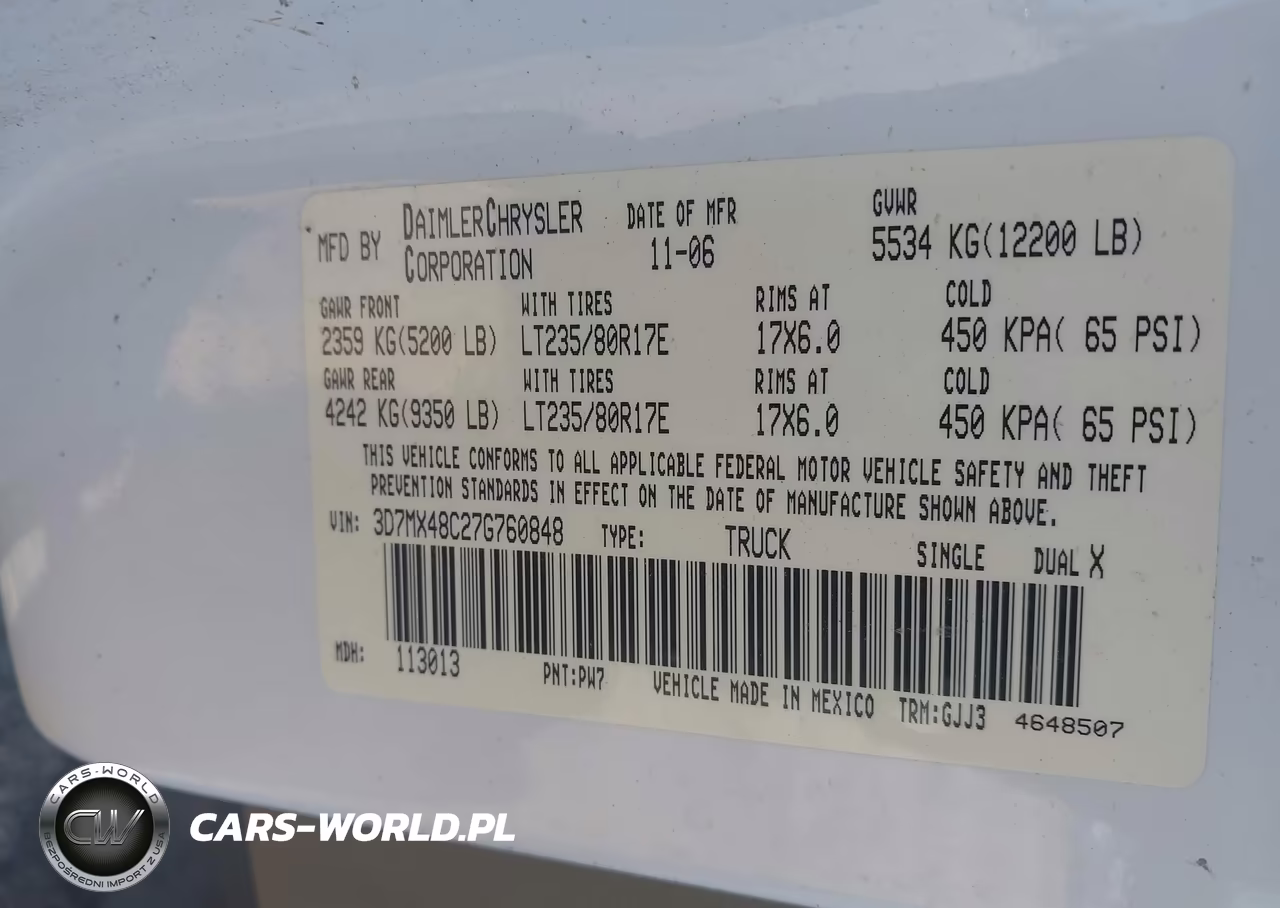 2007 Dodge Ram 3500 Laramie VIN:3D7MX48C27G760848 - 6