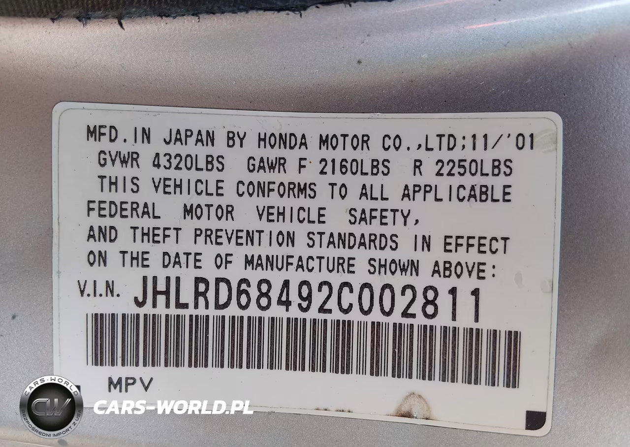 2002 Honda Cr-V Lx VIN:JHLRD68492C002811 - 9