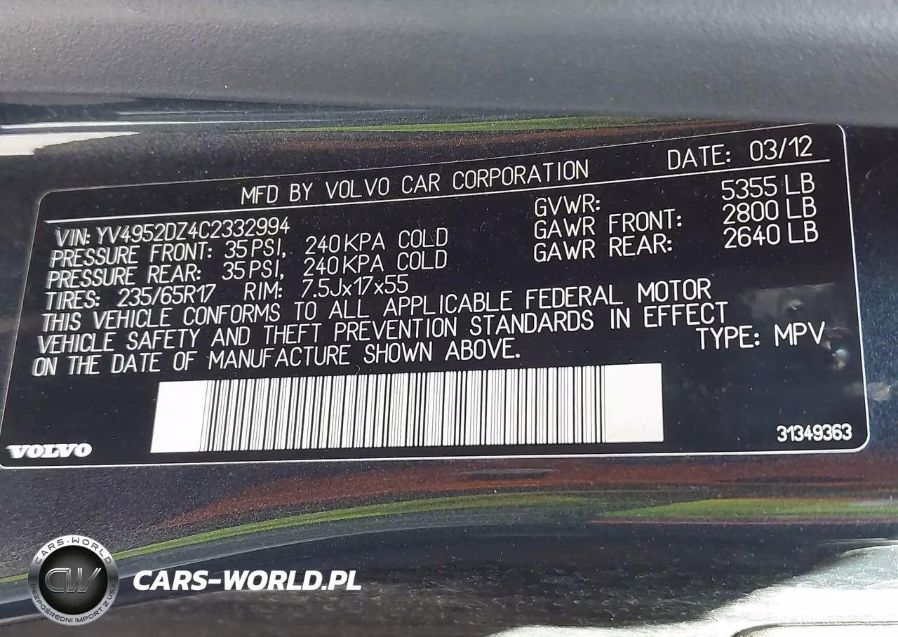 2012 Volvo Xc60 3.2-3.2 Platinum-3.2 Premier-3.2 Premier Plus VIN:YV4952DZ4C2332994 - 9