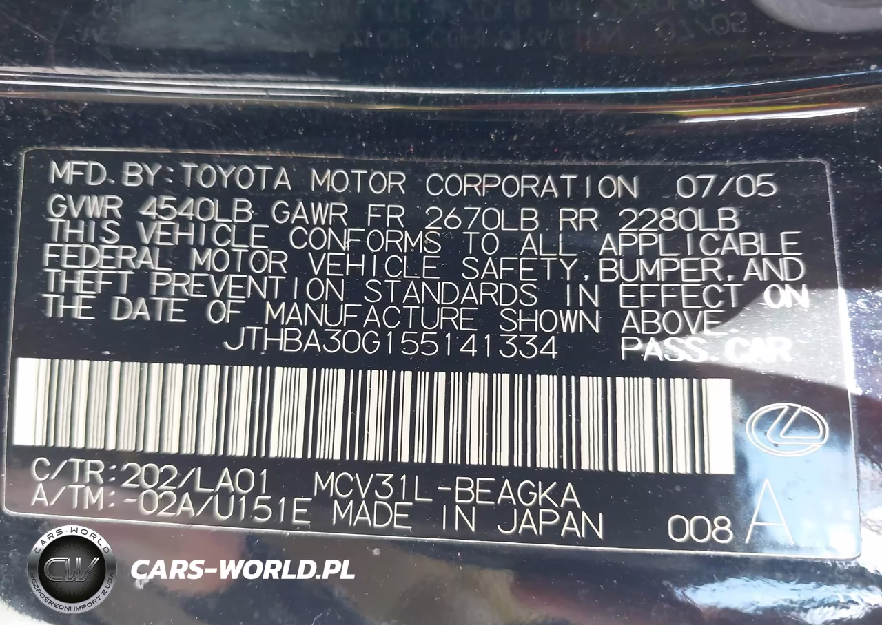 2005 Lexus Es 330 VIN:JTHBA30G155141334 - 9