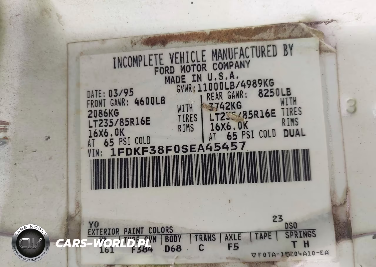 1995 Ford F350 VIN:1FDKF38F0SEA45457 - 9