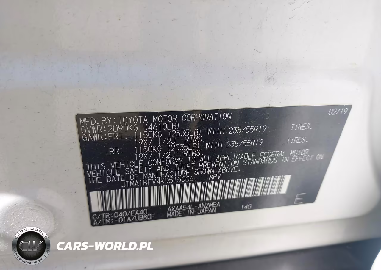 2019 Toyota Rav4 Xle Premium VIN:JTMA1RFV4KD515006 - 9