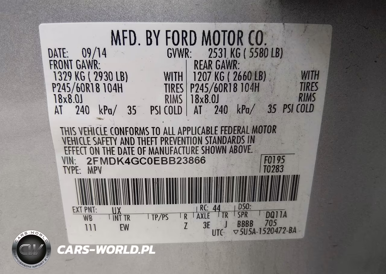 2014 Ford Edge Se VIN:2FMDK4GC0EBB23866 - 9