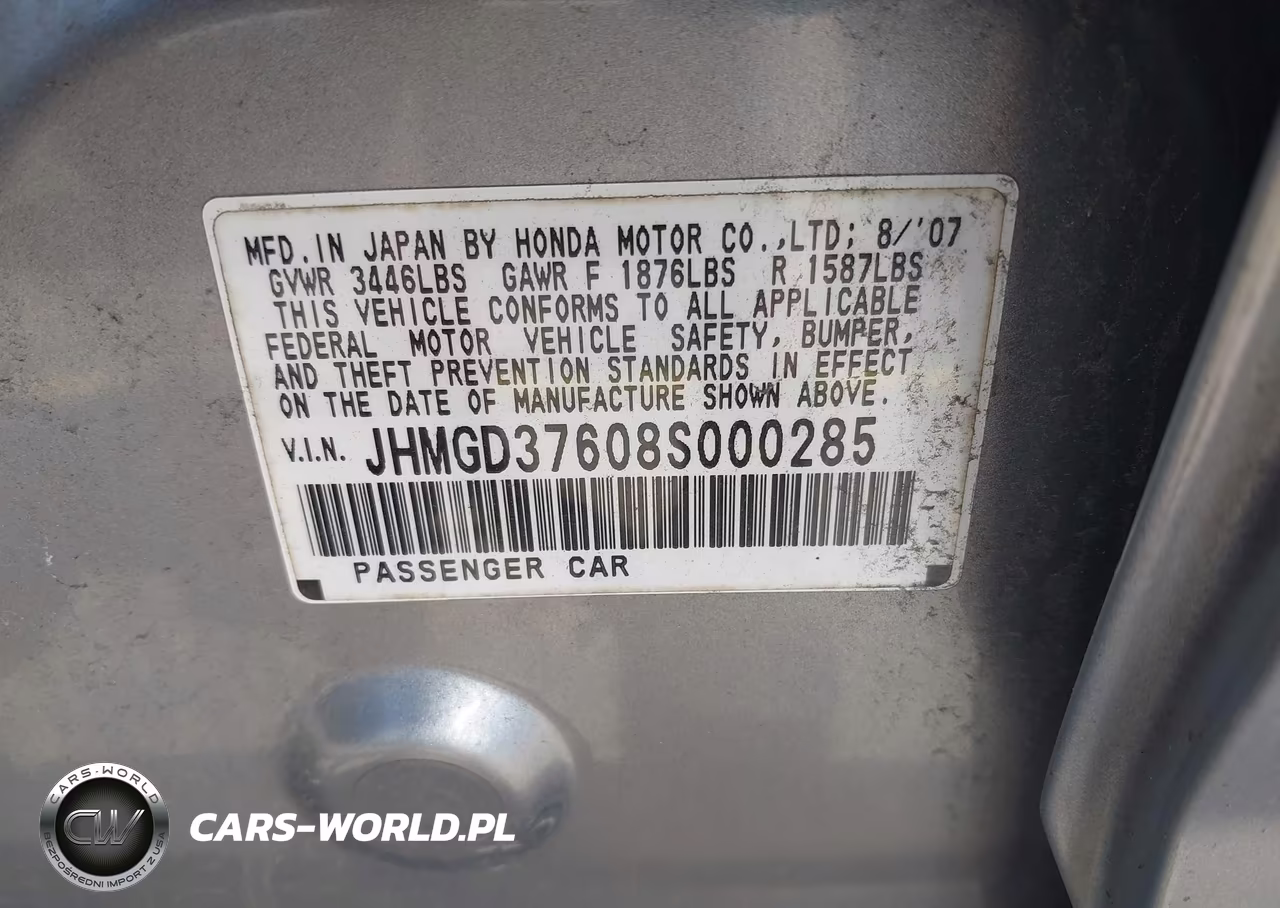 2008 Honda Fit Sport VIN:JHMGD37608S000285 - 9