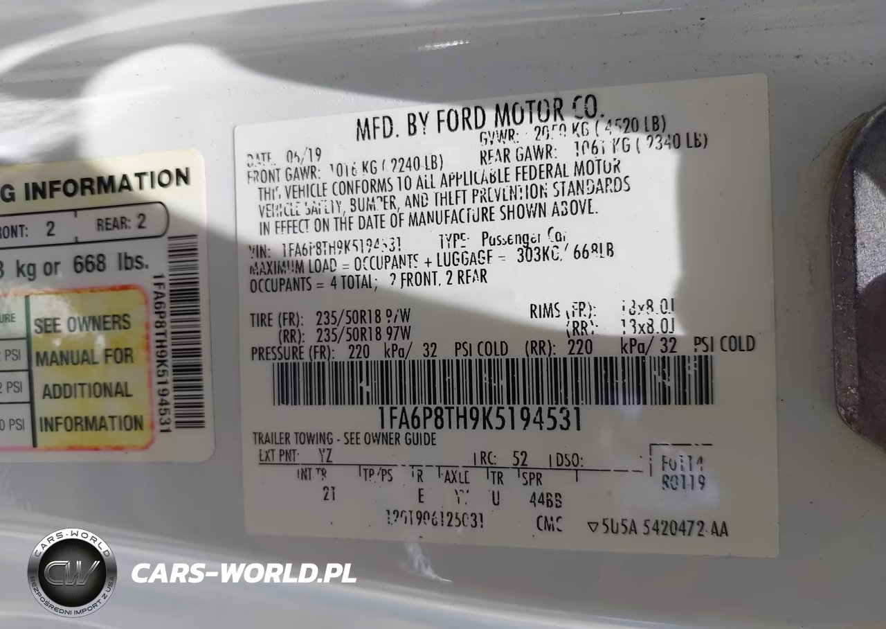 2019 Ford Mustang VIN:1FA6P8TH9K5194531 - 9