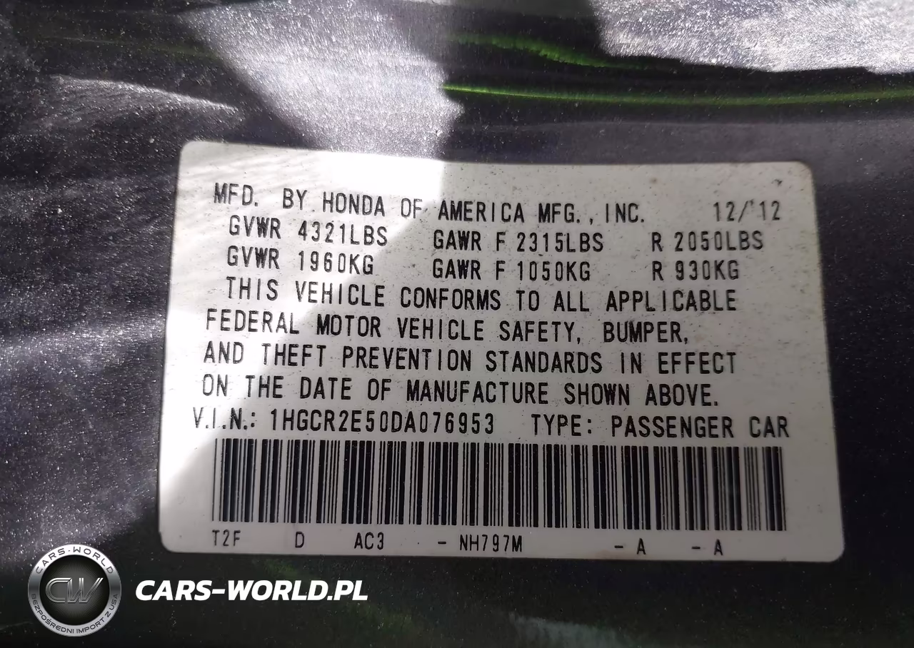 2013 Honda Accord Sport VIN:1HGCR2E50DA076953 - 9