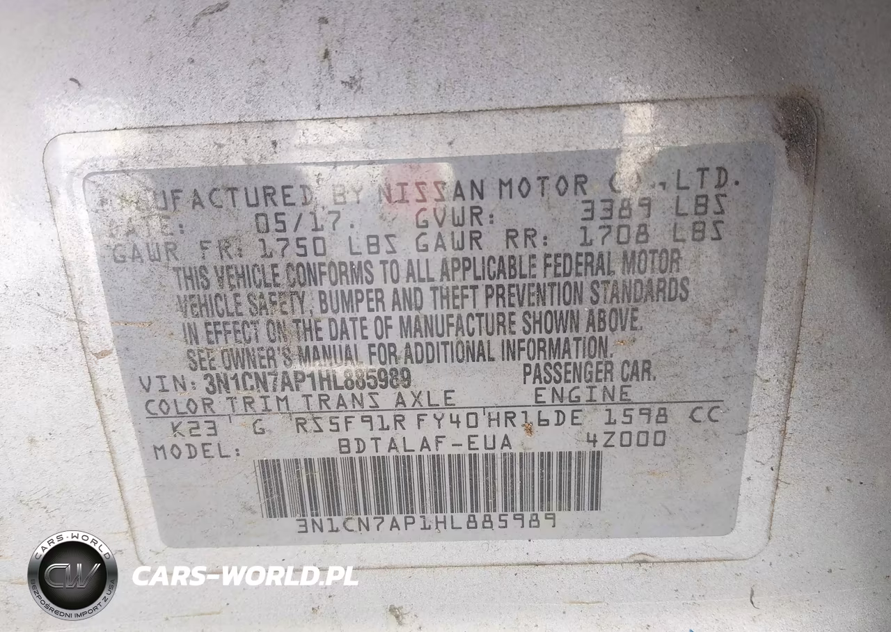 2017 Nissan Versa 1.6 S VIN:3N1CN7AP1HL885989 - 9