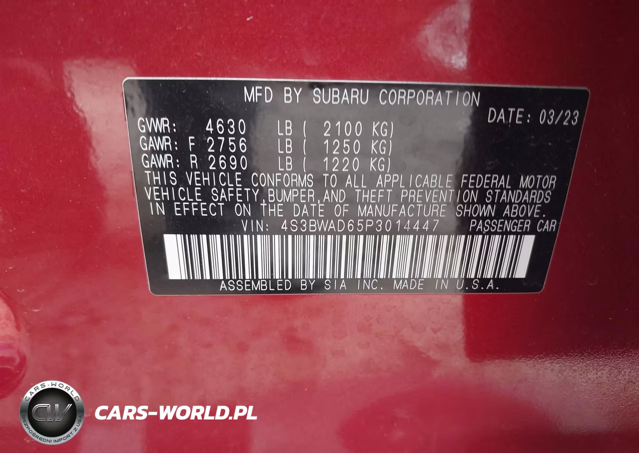 2023 Subaru Legacy Premium VIN:4S3BWAD65P3014447 - 9