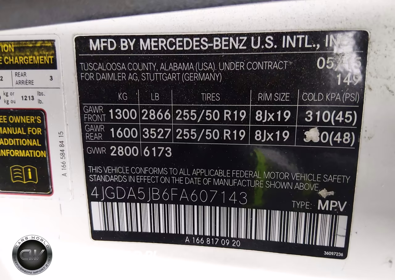 2015 Mercedes-Benz Ml 350 VIN:4JGDA5JB6FA607143 - 9