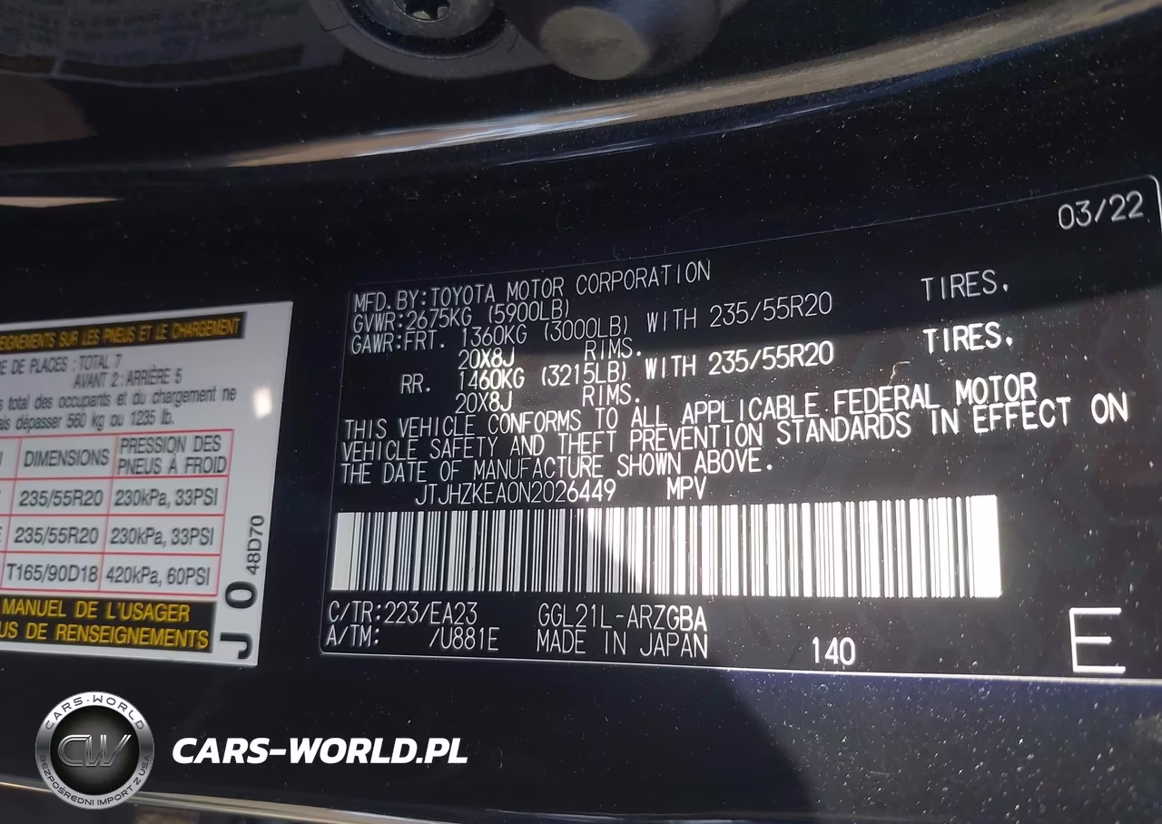 2022 Lexus Rx 350L VIN:JTJHZKEA0N2026449 - 9