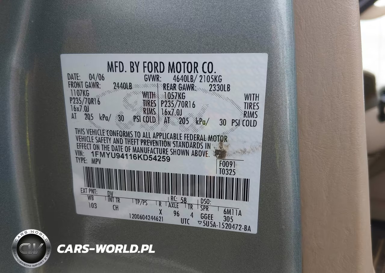 2006 Ford Escape Limited VIN:1FMYU94116KD54259 - 9
