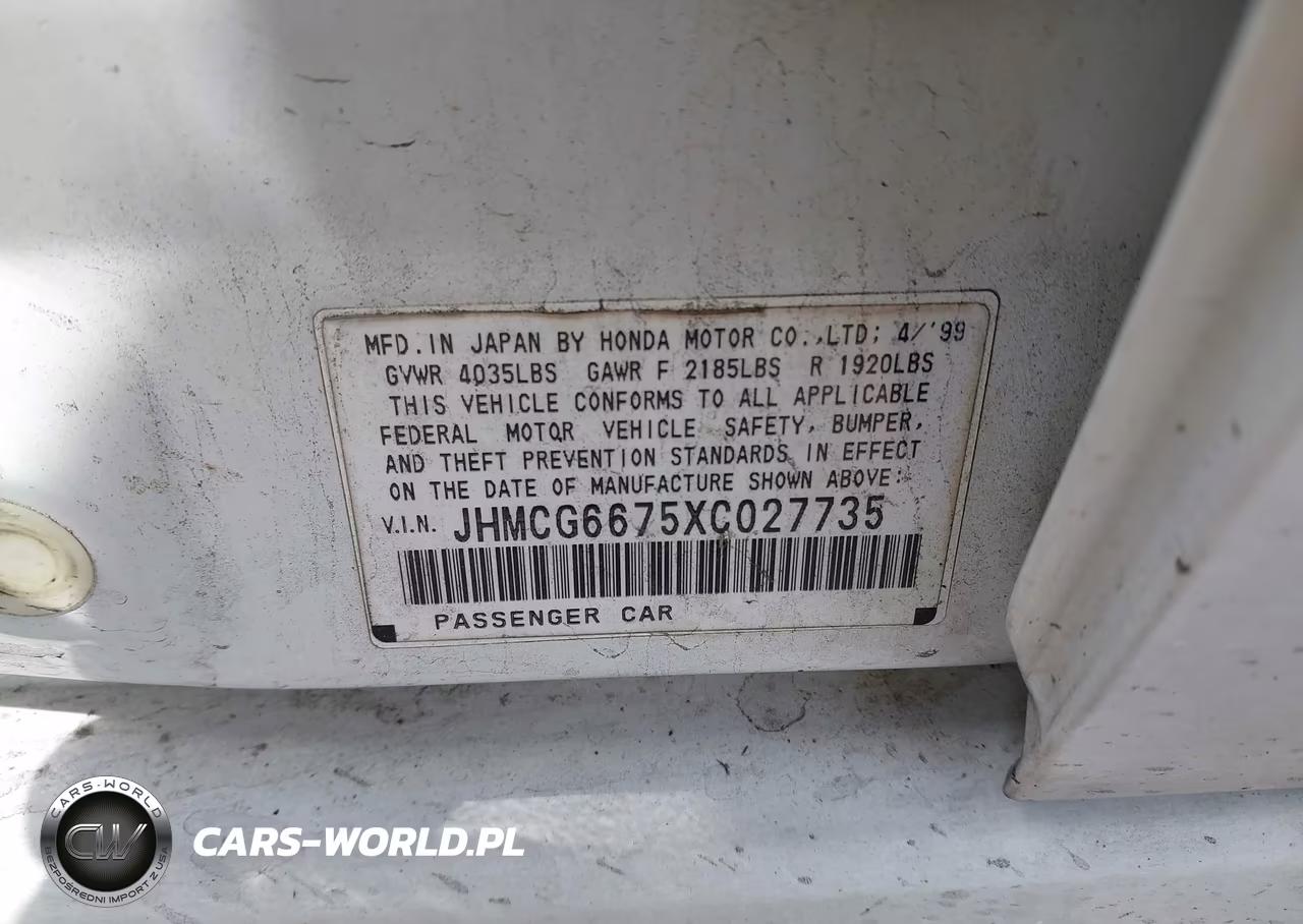 1999 Honda Accord Ex VIN:JHMCG6675XC027735 - 9