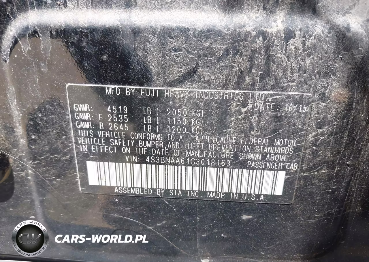 2016 Subaru Legacy 2.5I VIN:4S3BNAA61G3018163 - 9