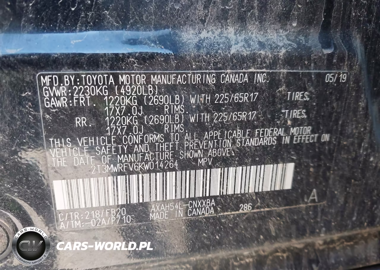 2019 Toyota Rav4 Le VIN:2T3MWRFV6KW014264 - 9