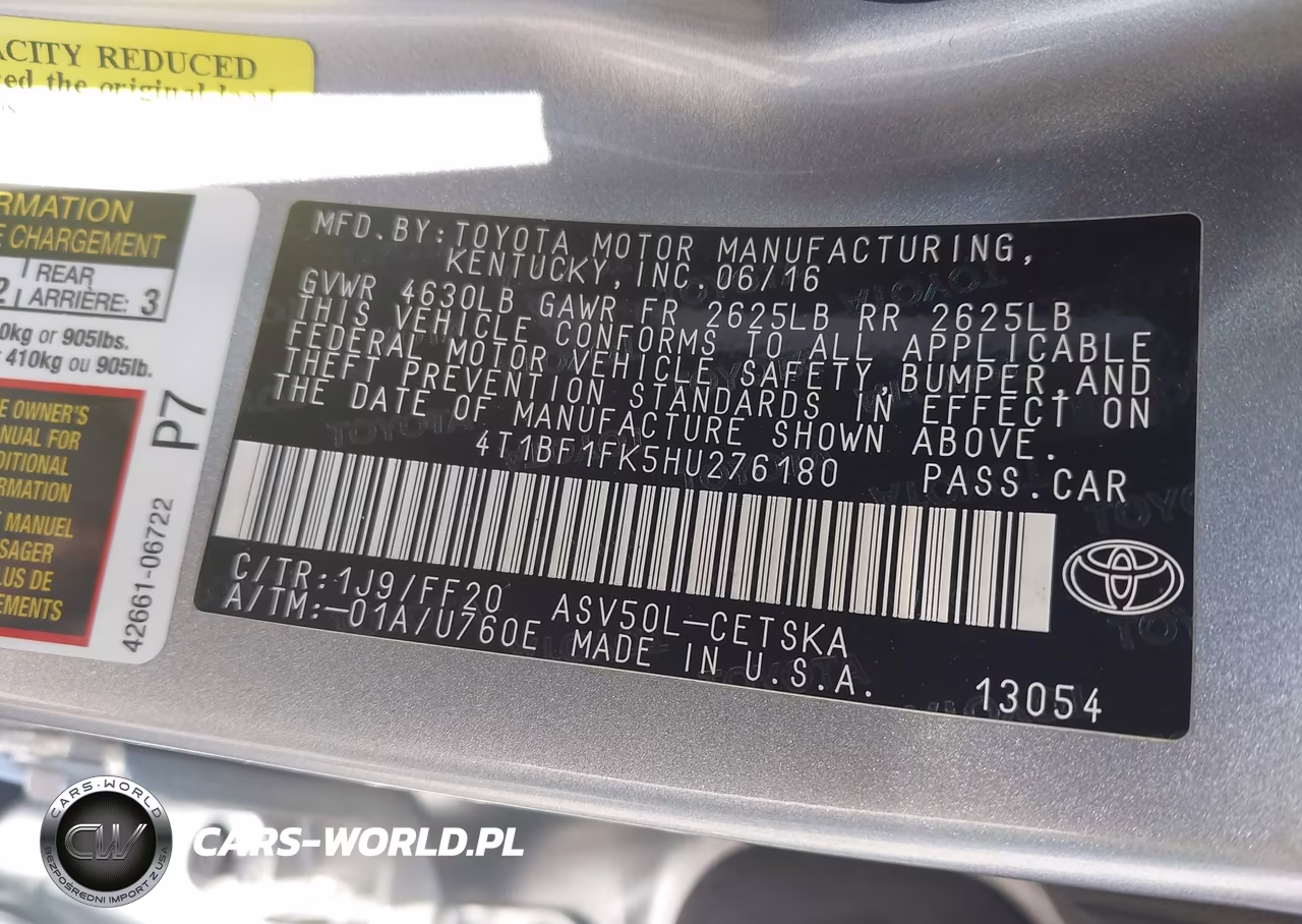 2017 Toyota Camry Se VIN:4T1BF1FK5HU276180 - 9