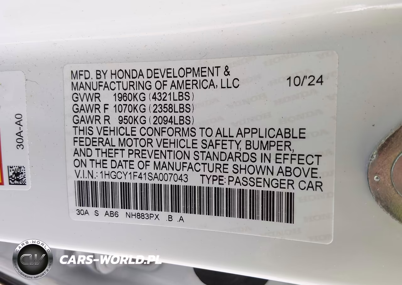 2025 Honda Accord Se VIN:1HGCY1F41SA007043 - 9