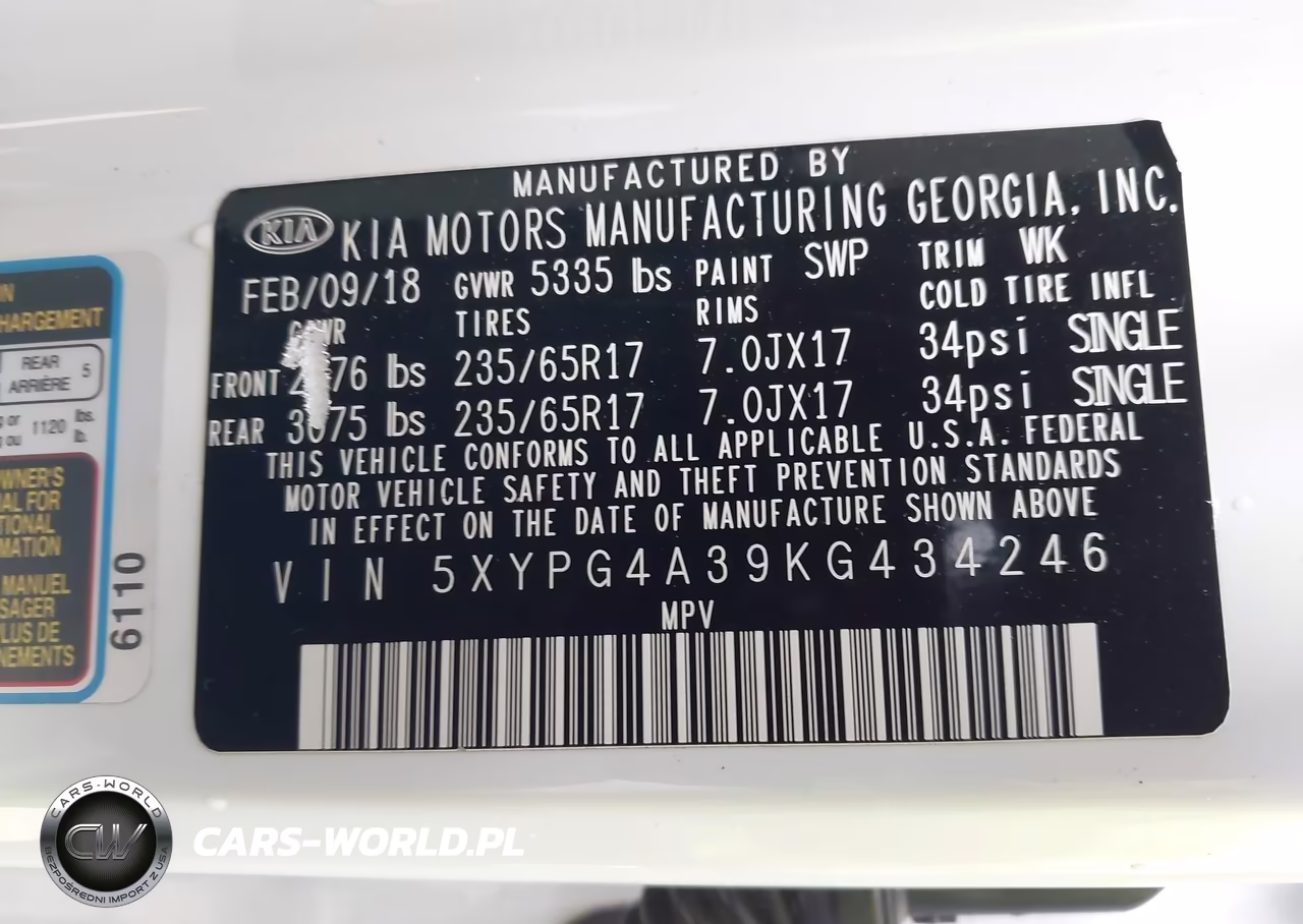 2019 Kia Sorento 2.4L Lx VIN:5XYPG4A39KG434246 - 9