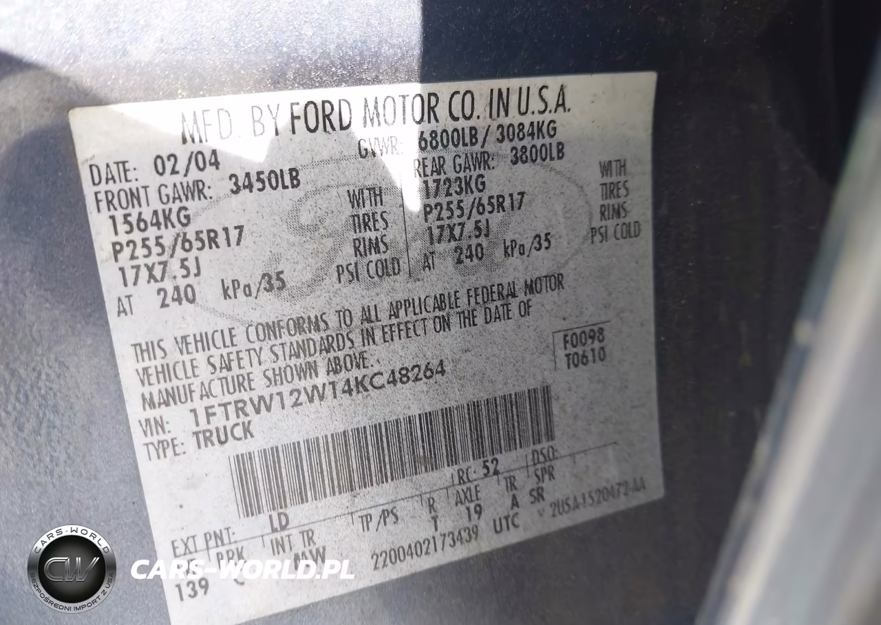 2004 Ford F-150 Xlt VIN:1FTRW12W14KC48264 - 9