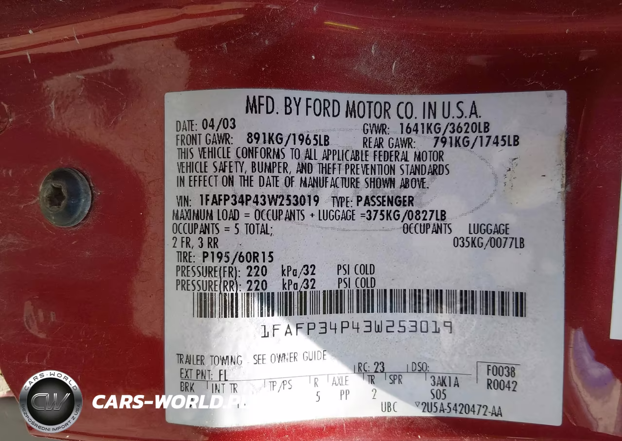 2003 Ford Focus Se VIN:1FAFP34P43W253019 - 9