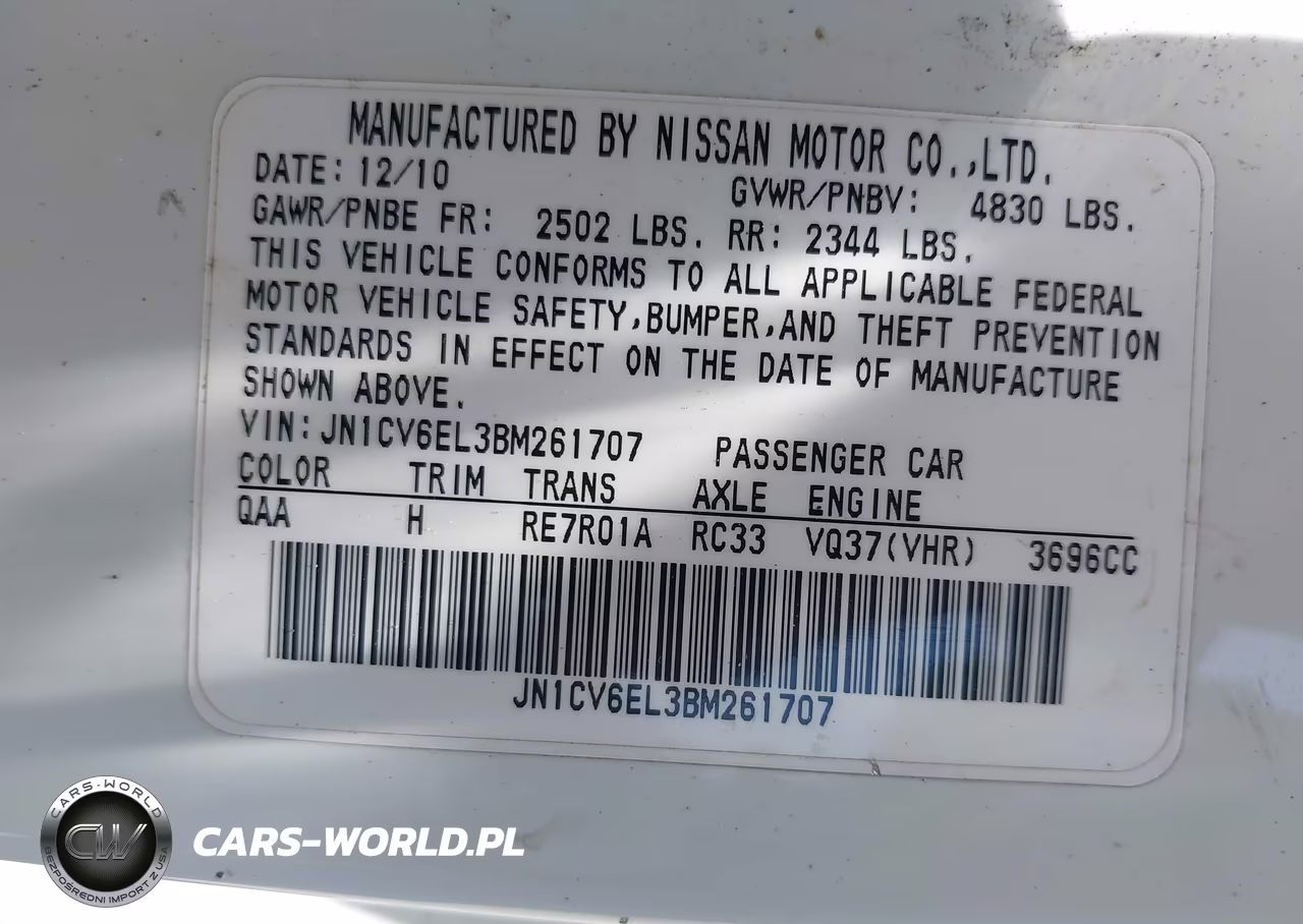 2011 Infiniti G37X VIN:JN1CV6EL3BM261707 - 9