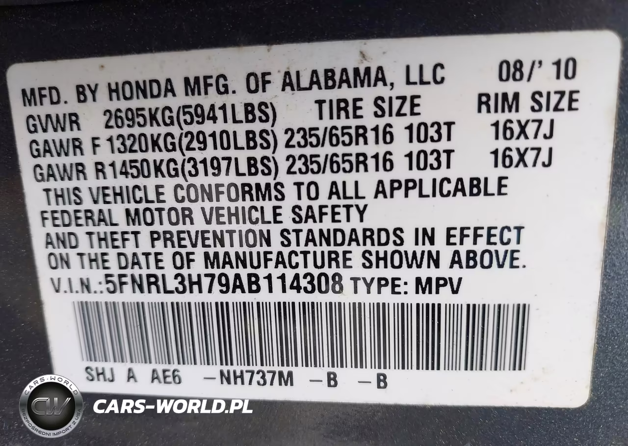 2010 Honda Odyssey Ex VIN:5FNRL3H79AB114308 - 9