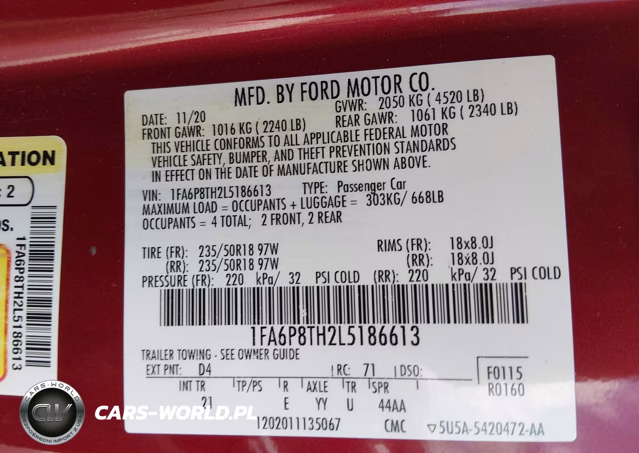 2020 Ford Mustang Ecoboost Fastback VIN:1FA6P8TH2L5186613 - 9