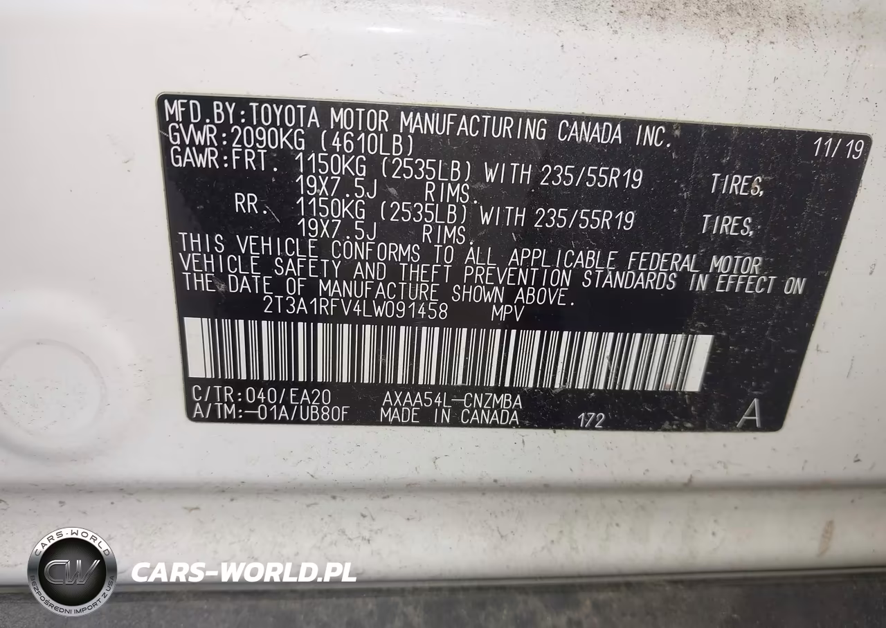 2020 Toyota Rav4 Xle Premium VIN:2T3A1RFV4LW091458 - 9