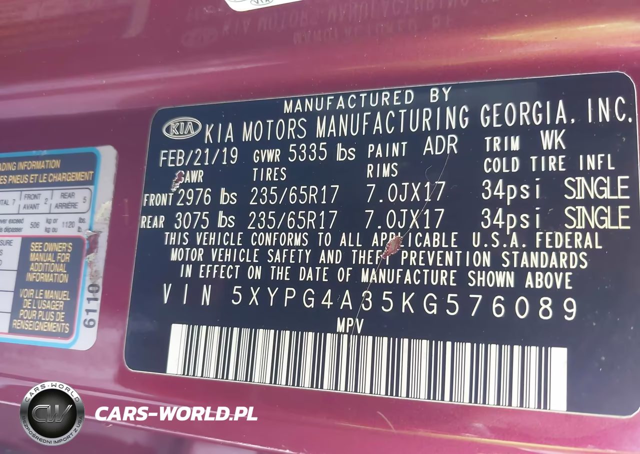 2019 Kia Sorento 2.4L Lx VIN:5XYPG4A35KG576089 - 9