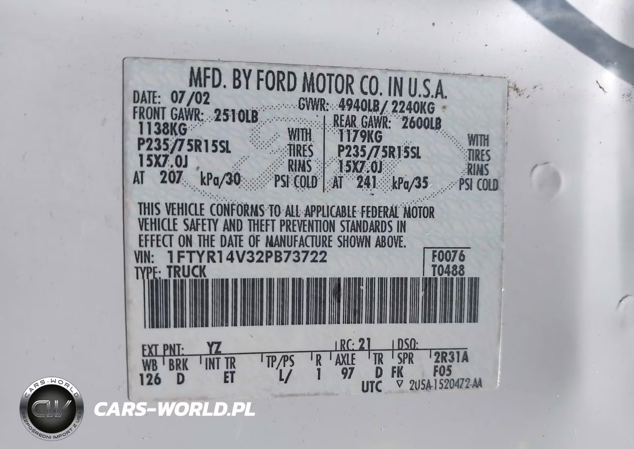 2002 Ford Ranger Edge-Tremor-Xl-Xlt VIN:1FTYR14V32PB73722 - 9