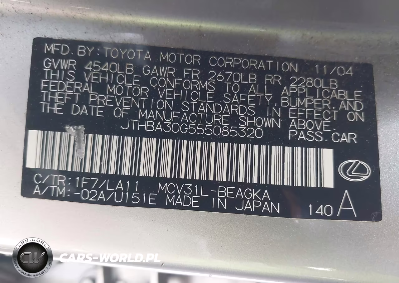2005 Lexus Es 330 VIN:JTHBA30G555085320 - 9