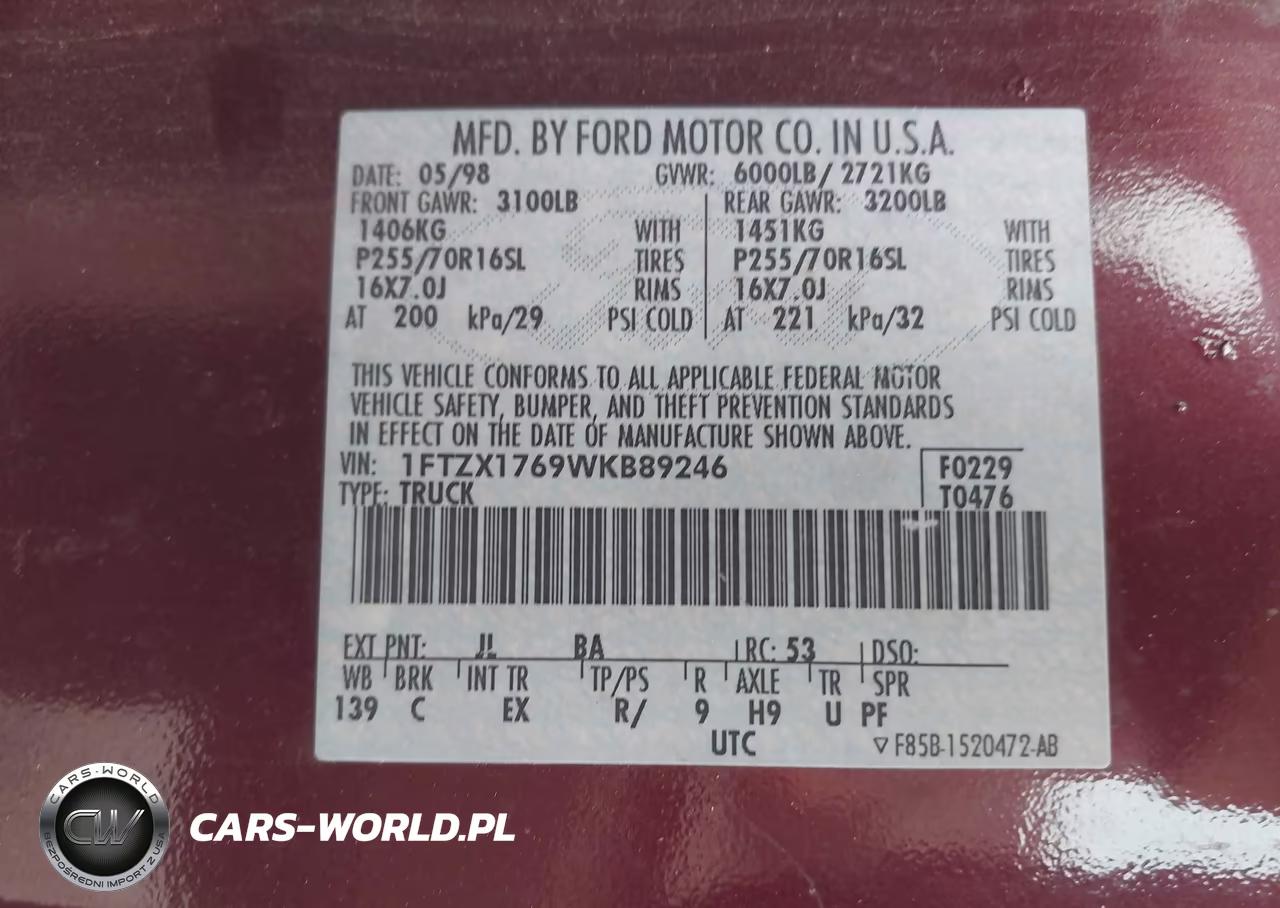 1998 Ford F-150 Lariat-Standard-Xl-Xlt VIN:1FTZX1769WKB89246 - 9