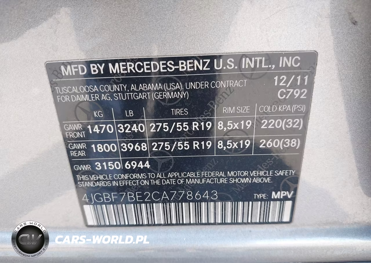 2012 Mercedes-Benz Gl 450 4Matic VIN:4JGBF7BE2CA778643 - 9