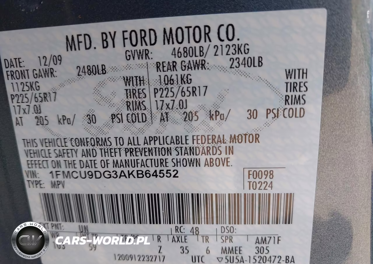 2010 Ford Escape Xlt VIN:1FMCU9DG3AKB64552 - 9
