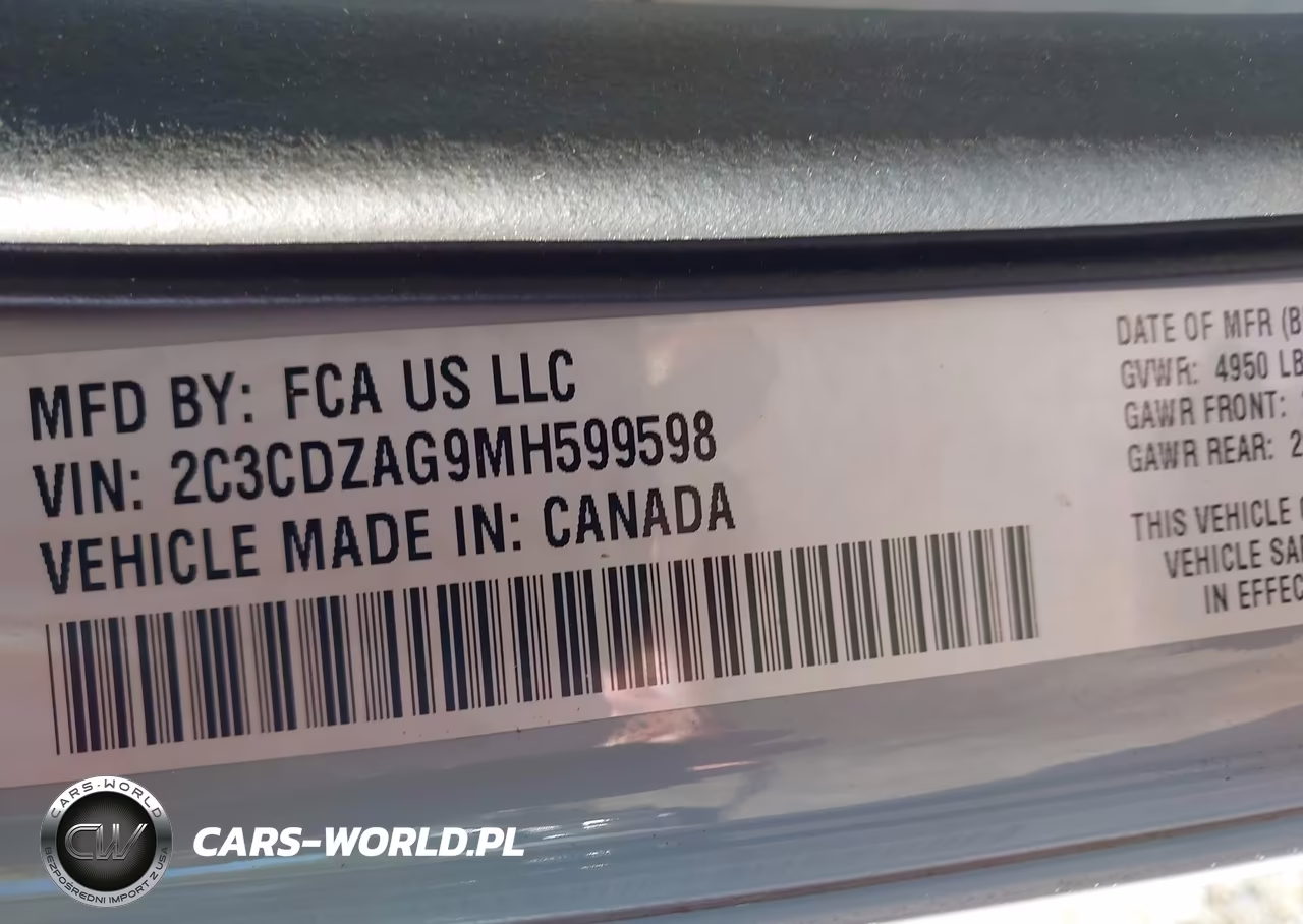2021 Dodge Challenger Sxt VIN:2C3CDZAG9MH599598 - 9