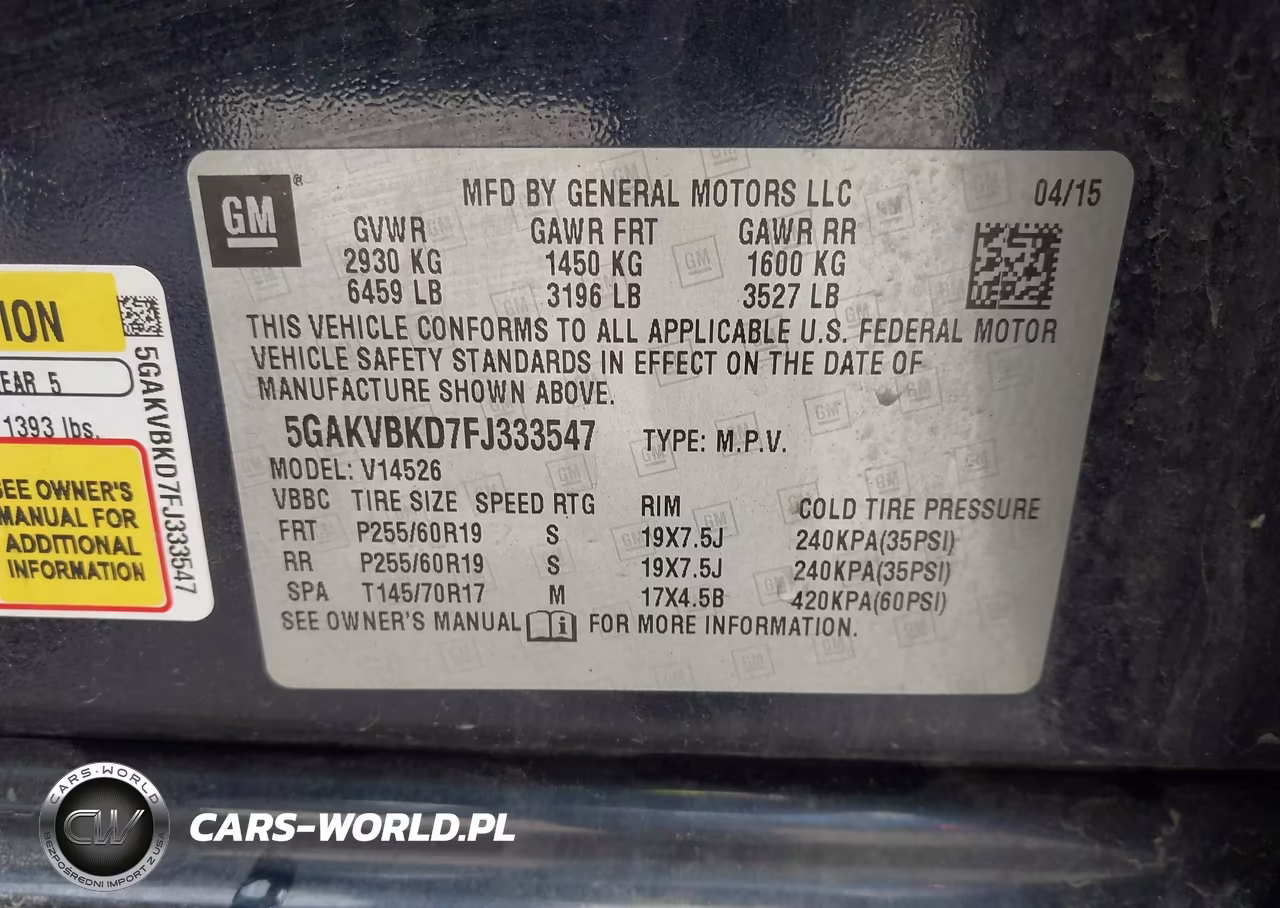 2015 Buick Enclave Leather VIN:5GAKVBKD7FJ333547 - 9