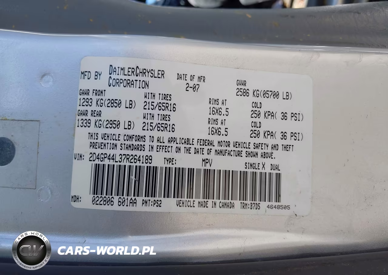 2007 Dodge Grand Caravan Sxt VIN:2D4GP44L37R264189 - 9