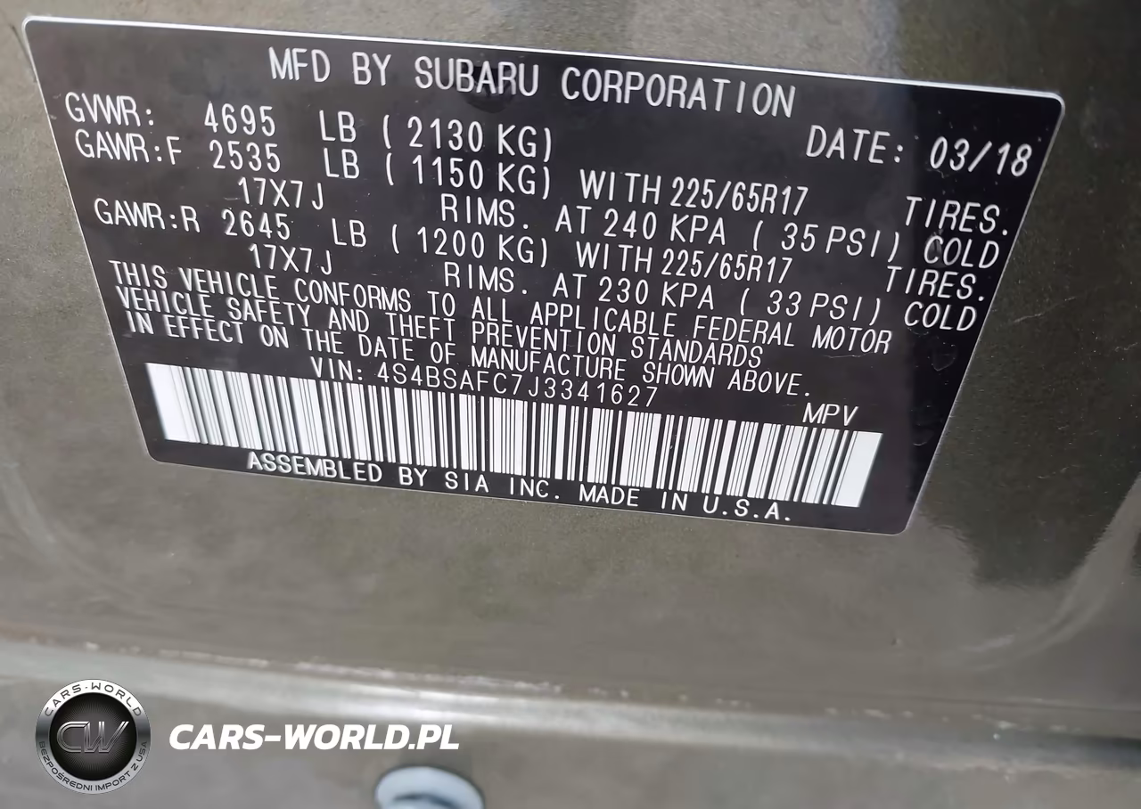 2018 Subaru Outback 2.5I Premium VIN:4S4BSAFC7J3341627 - 9