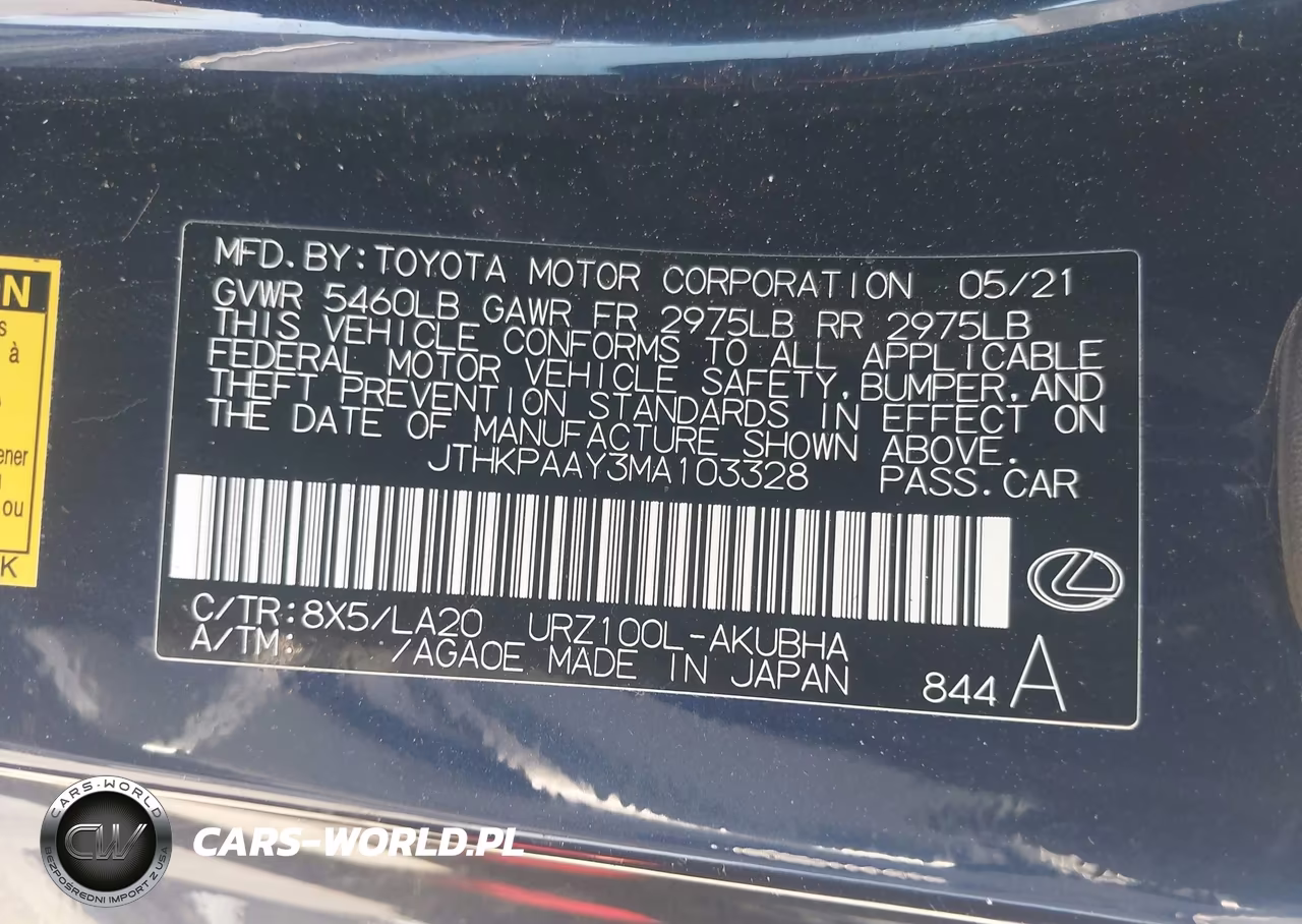 2021 Lexus Lc 500 VIN:JTHKPAAY3MA103328 - 9