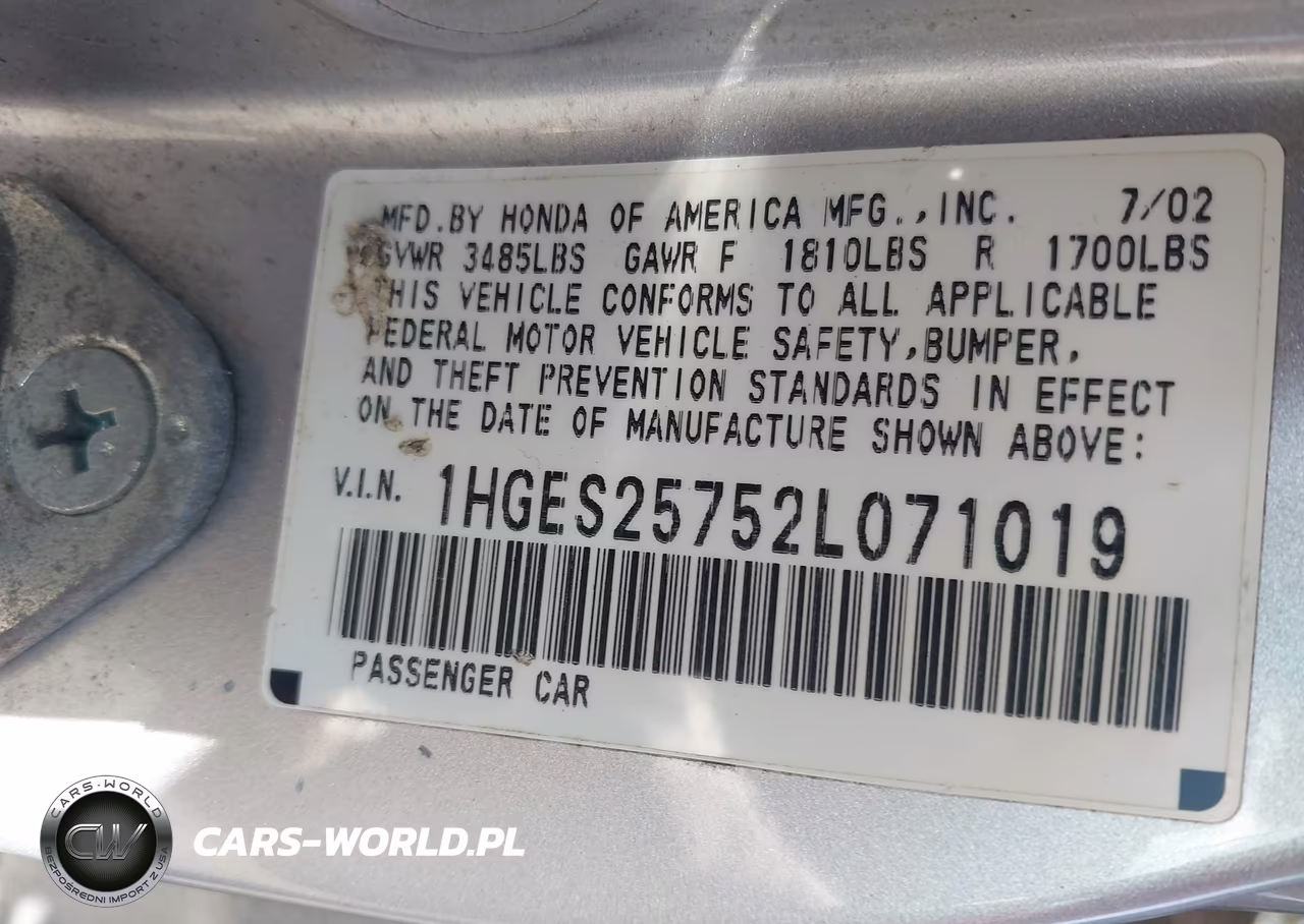 2002 Honda Civic Ex VIN:1HGES25752L071019 - 9