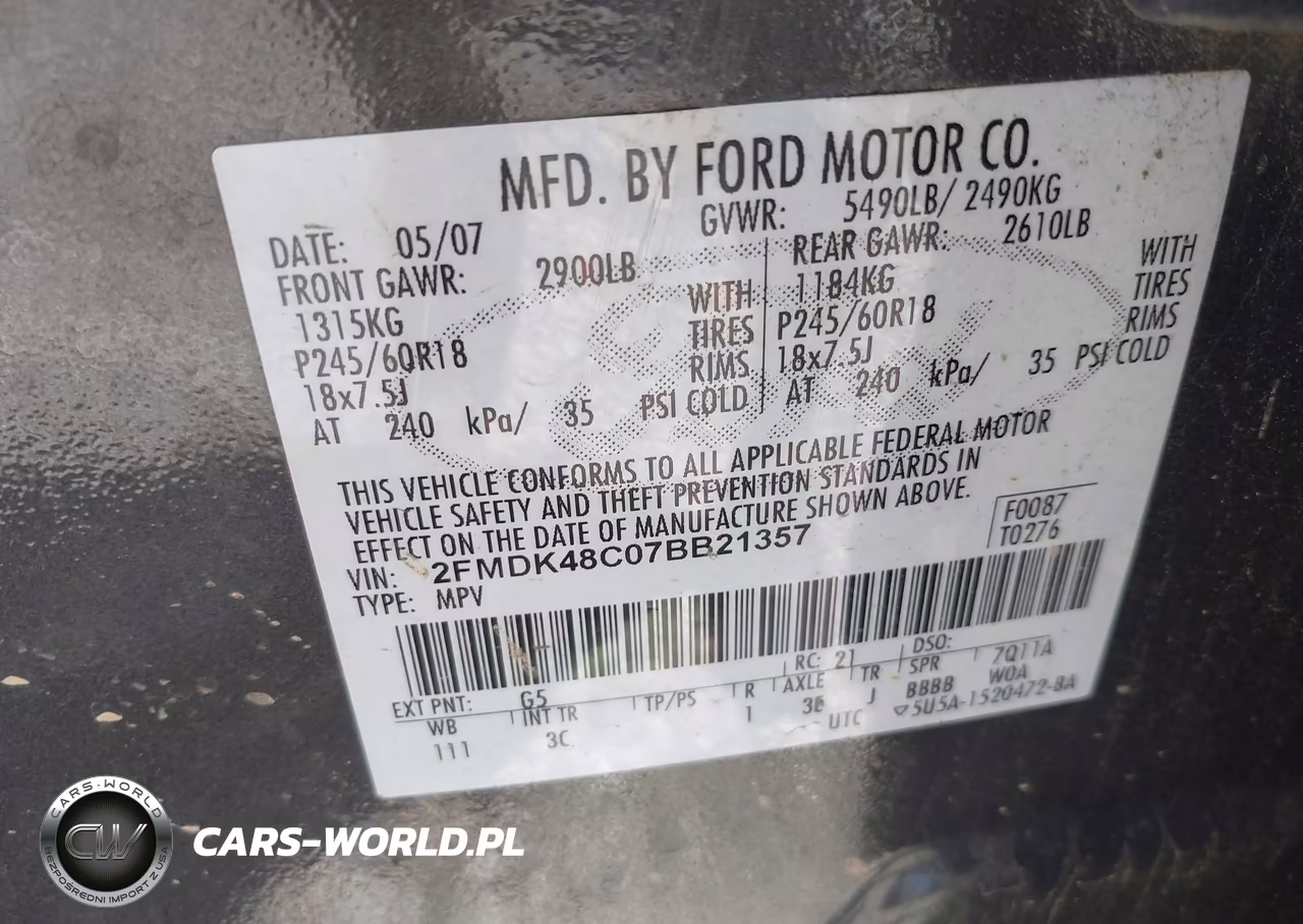 2007 Ford Edge Sel VIN:2FMDK48C07BB21357 - 9