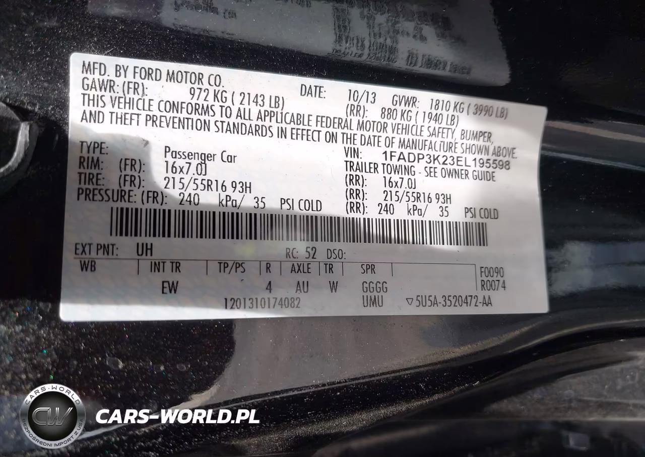 2014 Ford Focus Se VIN:1FADP3K23EL195598 - 9