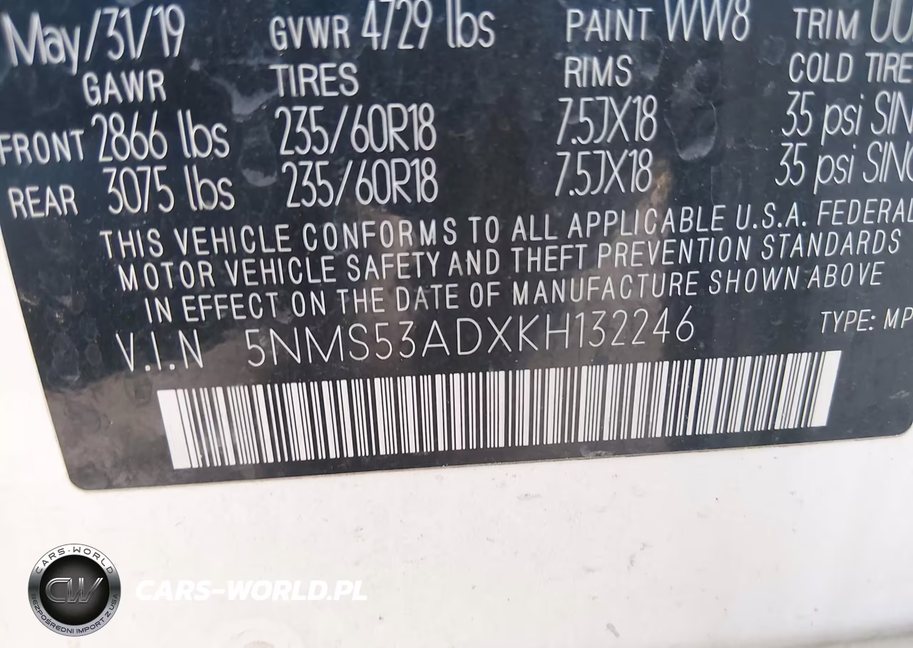 2019 Hyundai Santa Fe Ultimate VIN:5NMS53ADXKH132246 - 9