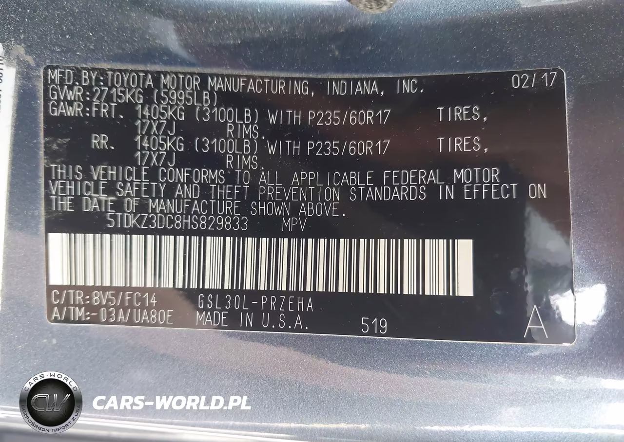 2017 Toyota Sienna Le 8 Passenger VIN:5TDKZ3DC8HS829833 - 9