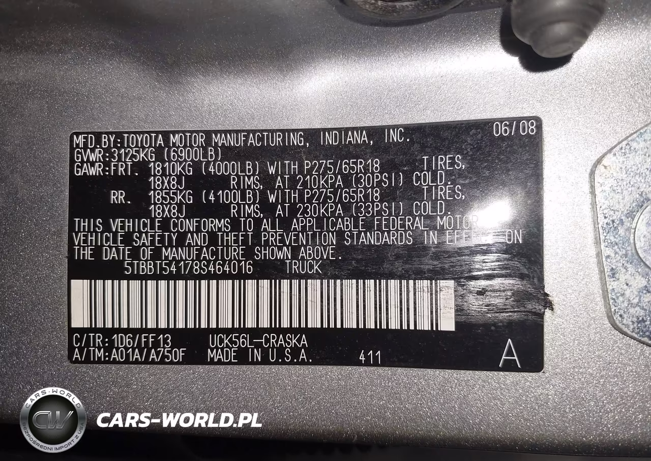 2008 Toyota Tundra Sr5 4.7L V8 VIN:5TBBT54178S464016 - 9