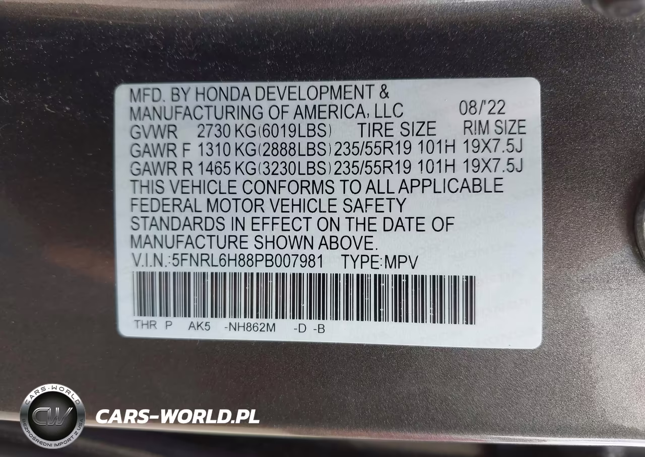 2023 Honda Odyssey Touring VIN:5FNRL6H88PB007981 - 9
