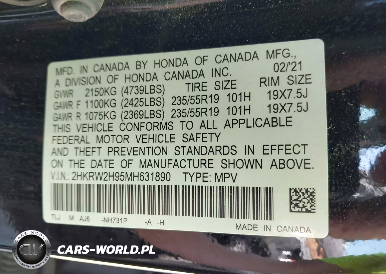 2021 Honda Cr-V Awd Touring VIN:2HKRW2H95MH631890 - 9