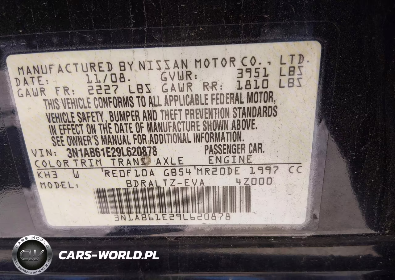2009 Nissan Sentra 2.0S VIN:3N1AB61E29L620878 - 9