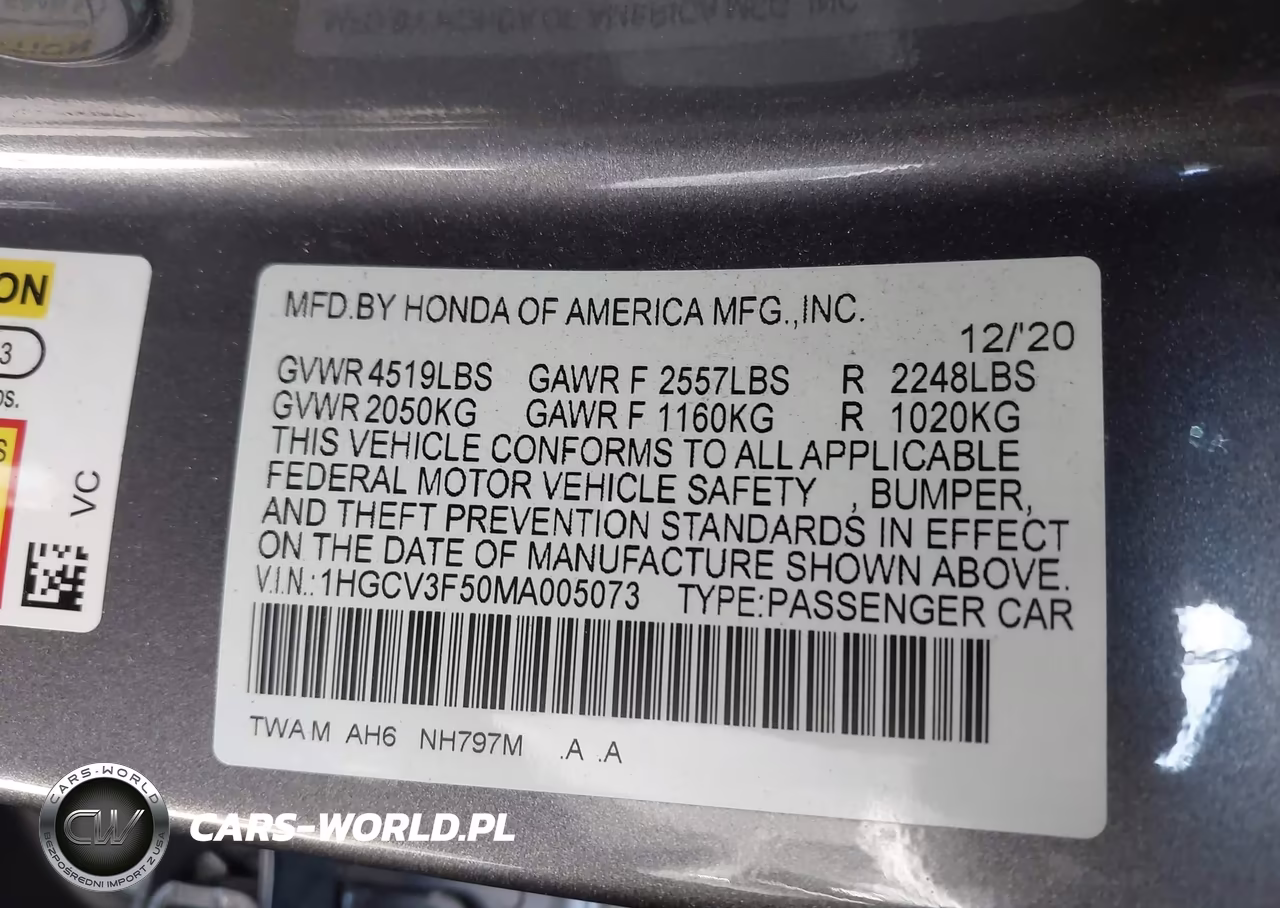 2021 Honda Accord Hybrid Ex-L VIN:1HGCV3F50MA005073 - 9